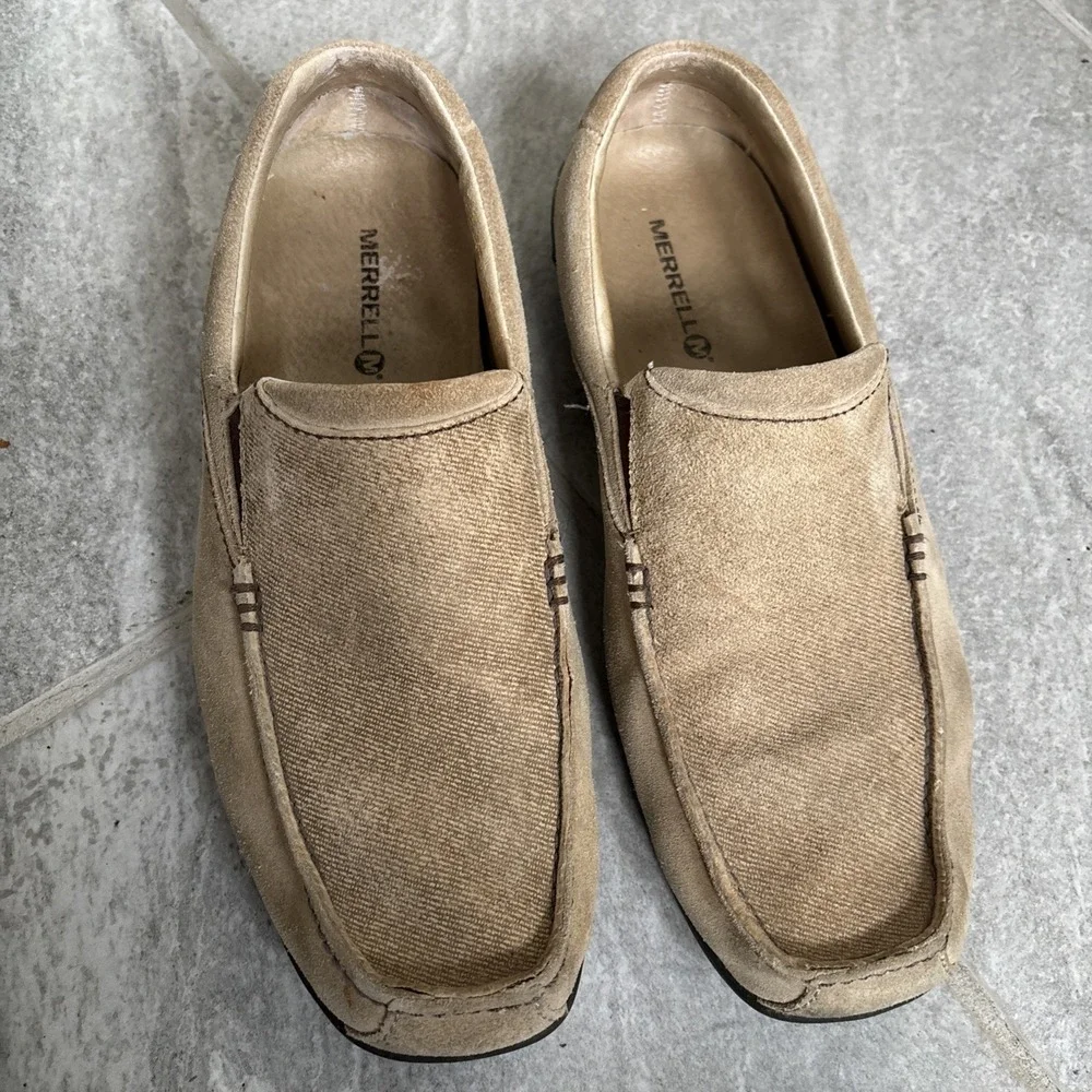 Merrell Rally Moc Loafers Moccasins Slip Shoes Mens 9.5 Leather Upper Vented